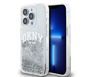 DKNY Liquid Glitter Arch Logo Zadní Kryt pro Apple iPhone 15 Pro čirá