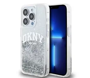 DKNY Liquid Glitter Arch Logo Zadní Kryt pro Apple iPhone 14 Pro čirá