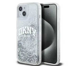 DKNY Liquid Glitter Arch Logo Zadní Kryt pro Apple iPhone 15 čirá
