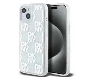 DKNY Liquid Glitter Checkered Pattern Zadní Kryt pro Apple iPhone 15 čirá