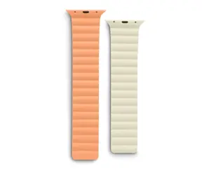 Hama Fantastic Feel Magnetický řemínek pro Apple Watch 42/44/45/49 mm oranžovo-béžová