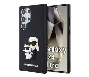 Karl Lagerfeld 3D Rubber Karl and Choupette Zadní Kryt pro Samsung Galaxy S24 Ultra Black