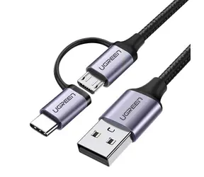 UGREEN US177 Nabíjecí kabel USB-A (M) - USB-C/microUSB 1 m černá / QC3.0