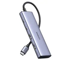 UGREEN CM473 USB Hub 2v1 USB-C šedá / 2x USB-A / 2x USB-C