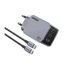 UGREEN 25871 Nexode Pro Síťová nabíječka 65W GaN stříbrná / 2x USB-C / 1x USB-A