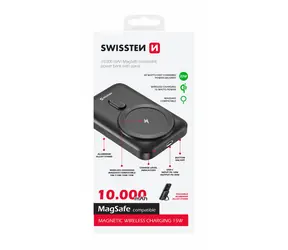 SWISSTEN 22013974 POWER BANK 10000 mAh černá / Power Bank / 20W / USB-C / Qi