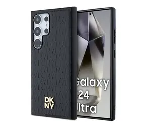 DKNY PU Leather Repeat Pattern Stack Logo Magsafe Zadní Kryt pro Samsung Galaxy S24 Ultra Black