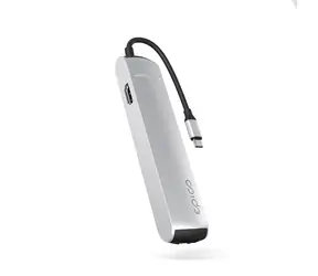 Epico Slim Hub USB-C 6v1 stříbrná / USB Hub / 3x USB-A / 1x HDMI@8K/30Hz / 1x GLAN / 1x USB-C / PD 100W