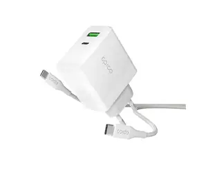 Epico USB-C nabíječka GaN 65W bílá / 1x USB-C / 1x USB-A / 2m kabel USB-C-USB-C