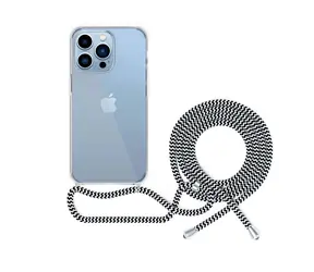 Epico Transparentní kryt se šňůrkou pro iPhone 13 Pro Max černo-bílá