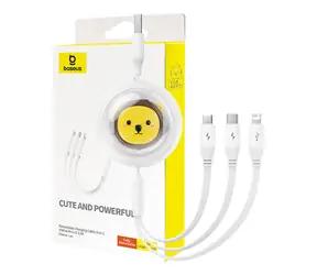 Baseus Cute & Powerful Nabíjecí USB-A kabel 3v1 1.1m bílá / 1x USB-C (M) / 1x microUSB (M) / 1x Lightning (M) 