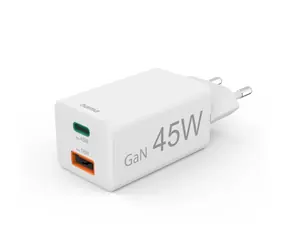 Hama GaN USB nabíječka 45W bílá / USB-C / USB / PD / QC / 45W