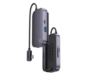 Baseus PadJoy USB-C rozbočovač 6v1 šedá / HDMI / USB-A / USB-C / 3.5mm jack / SD/TF / PD