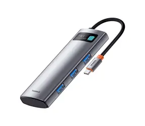 Baseus Metal Gleam USB-C rozbočovač 7v1 šedá / HDMI / USB-A / USB-C / SD/TF / PD