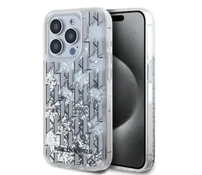 Karl Lagerfeld Liquid Glitter Monogram Gradient Zadní Kryt pro Apple iPhone 15 Pro Max bílá