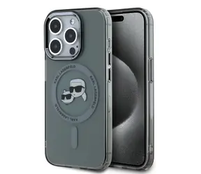 Karl Lagerfeld IML K&CH Heads Metal Frame MagSafe Zadní Kryt pro Apple iPhone 15 Pro Max černá