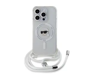 Karl Lagerfeld IML Crossbody Karl Head MagSafe Zadní Kryt pro Apple iPhone 15 Pro Max čirá