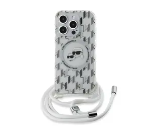 Karl Lagerfeld IML Monogram Crossbody K&CH Heads MagSafe Zadní Kryt pro Apple iPhone 15 Pro Max čirá