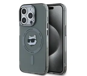 Karl Lagerfeld IML Choupette Head Metal Frame MagSafe Zadní Kryt pro Apple iPhone 15 Pro černá