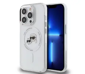 Karl Lagerfeld IML K&CH Heads Metal Frame MagSafe Zadní Kryt pro Apple iPhone 15 Pro čirá