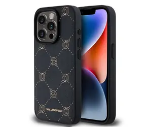 Karl Lagerfeld PU Karl Heads Pattern Magsafe Zadní Kryt pro Apple iPhone 15 Pro černá