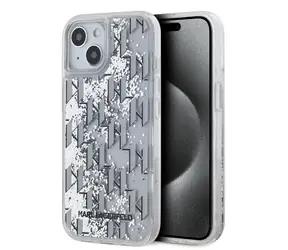 Karl Lagerfeld Liquid Glitter Monogram Gradient Zadní Kryt pro Apple iPhone 15 bílá
