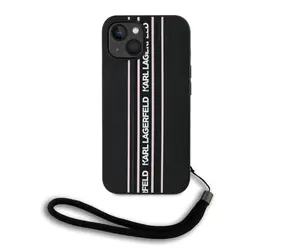 Karl Lagerfeld PU Saffiano Athleisure Stripe and Strap Zadní Kryt pro Apple iPhone 15 růžová