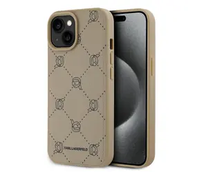 Karl Lagerfeld PU Karl Heads Pattern Magsafe Zadní Kryt pro Apple iPhone 15 béžová