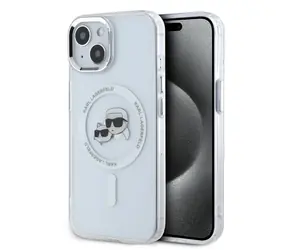 Karl Lagerfeld IML K&CH Heads Metal Frame MagSafe Zadní Kryt pro Apple iPhone 15 čirá