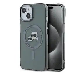 Karl Lagerfeld IML K&CH Heads Metal Frame MagSafe Zadní Kryt pro Apple iPhone 15 černá