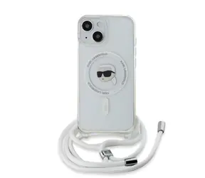 Karl Lagerfeld IML Crossbody Karl Head Magsafe Zadní Kryt pro Apple iPhone 15 čirá