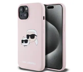 Karl Lagerfeld Liquid Silicone Double Heads Magsafe Zadní Kryt pro Apple iPhone 15 růžová