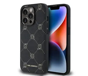 Karl Lagerfeld PU Karl Heads Pattern Magsafe Zadní Kryt pro Apple iPhone 14 Pro Max černá