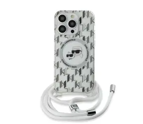 Karl Lagerfeld IML Monogram Crossbody K&CH Heads MagSafe Zadní Kryt pro Apple iPhone 14 Pro Max čirá