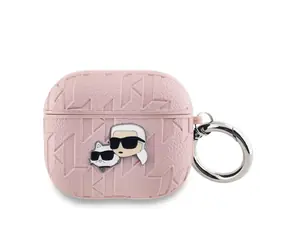 Karl Lagerfeld PU Embossed Karl and Choupette Heads Pouzdro pro Apple AirPods 3 růžová
