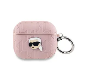 Karl Lagerfeld PU Embossed Karl Head Pouzdro pro Apple AirPods 3 růžová