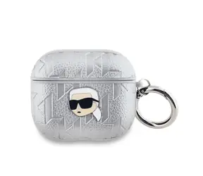 Karl Lagerfeld PU Embossed Karl Head Pouzdro pro Apple AirPods 3 stříbrná