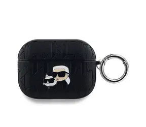 Karl Lagerfeld PU Embossed Karl and Choupette Heads Pouzdro pro Apple AirPods Pro černá