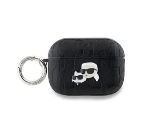 Karl Lagerfeld PU Embossed Karl and Choupette Heads Pouzdro pro Apple AirPods Pro 2 černá