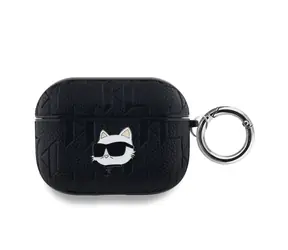Karl Lagerfeld PU Embossed Choupette Head Pouzdro pro Apple AirPods Pro černá