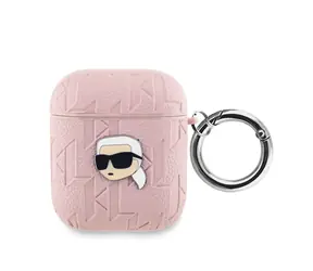 Karl Lagerfeld PU Embossed Karl Head Pouzdro pro Apple AirPods 1/2 růžová