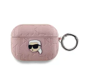 Karl Lagerfeld PU Embossed Karl Head Pouzdro pro Apple AirPods Pro růžová