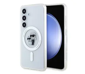 Karl Lagerfeld IML Glitter Karl and Choupette MagSafe Zadní Kryt pro Samsung Galaxy S24 čirá