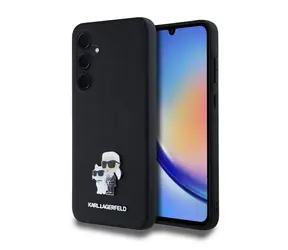 Karl Lagerfeld PU Saffiano Metal Karl and Choupette Zadní Kryt pro Samsung Galaxy A35 5G černá