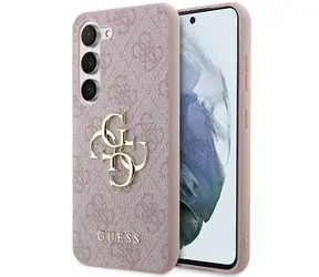 Guess PU 4G Metal Logo Zadní Kryt pro Samsung Galaxy A55 5G růžová