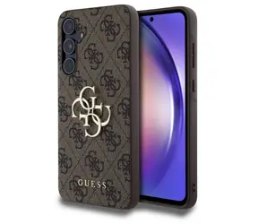 Guess PU 4G Metal Logo Zadní Kryt pro Samsung Galaxy A55 5G hnědá