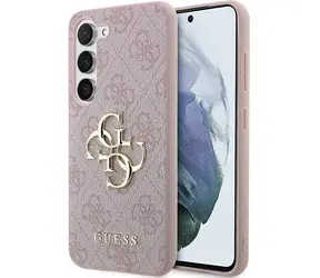 Guess PU 4G Metal Logo Zadní Kryt pro Samsung Galaxy A35 5G růžová