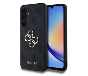 Guess PU 4G Metal Logo Zadní Kryt pro Samsung Galaxy A35 5G šedá