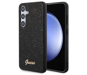 Guess PC/TPU Glitter Flakes Metal Logo Zadní Kryt pro Samsung Galaxy S24 černá