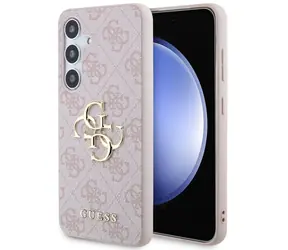 Guess PU 4G Metal Logo Zadní Kryt pro Samsung Galaxy S24 růžová
